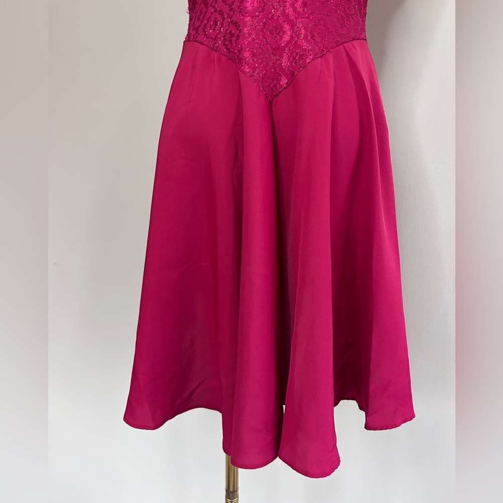 VINTAGE VAL MODE 90s Romantic Lace Basque Waist Red Slip Dress Valentines Size S - Picture 12 of 15